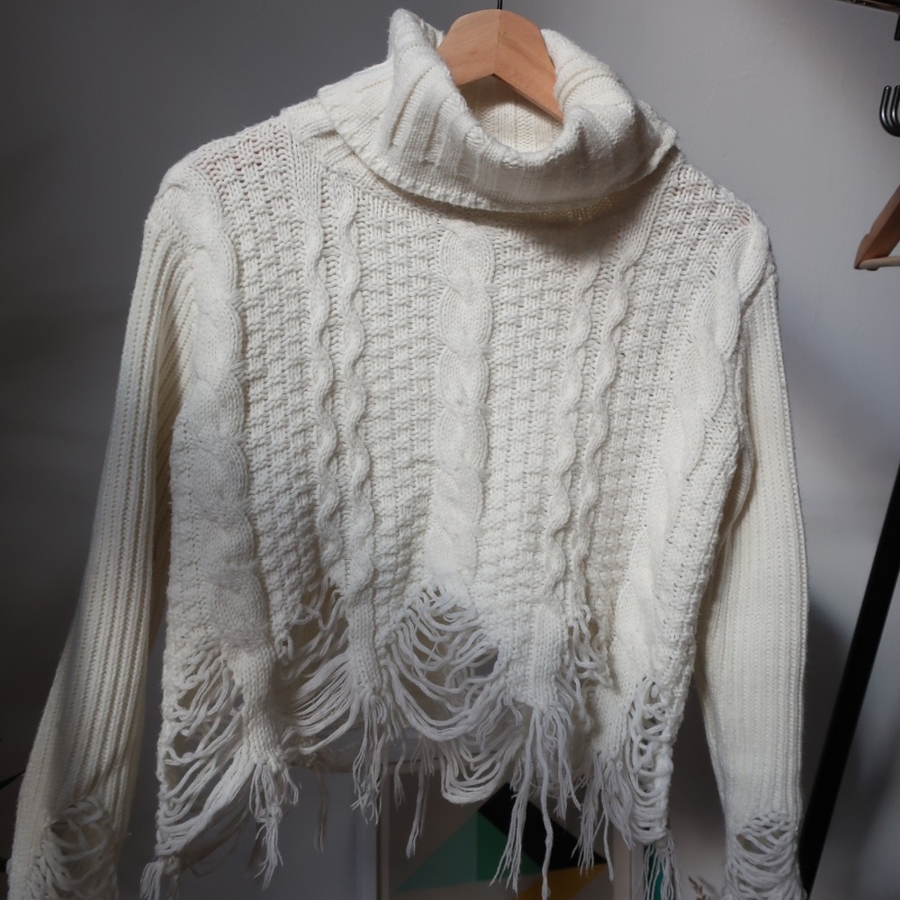 UNIF Turtleneck Cable Grunge Thread Sweater